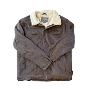 Brooklyn Cloth Men's Sherpa Lined Corduroy Trucker Jacket.  Green. Size XL